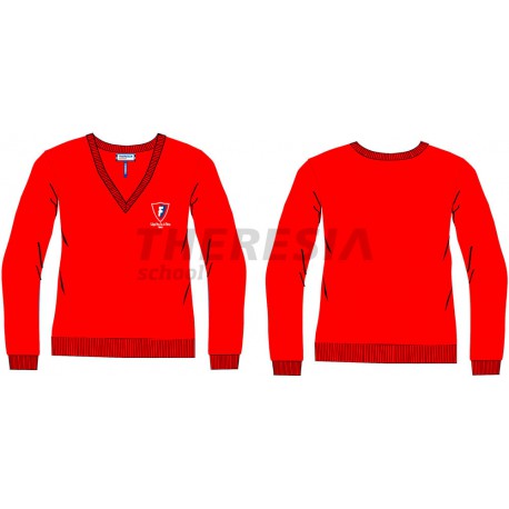 Suéter de lana color rojo con bordado