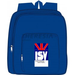 Mochila escolar azul con bolsillos, con transfer