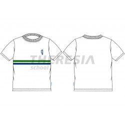 Camiseta manga corta, blanca, marino y verde con bordado