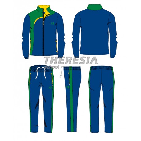Chándal acetato marino, verde y amarillo