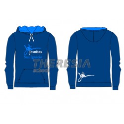 Sudadera con capucha color marino y turquesa con bordado.