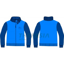 Chaqueta color marino y turquesa con bordado.