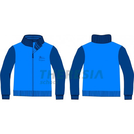 Chaqueta color marino y turquesa con bordado.