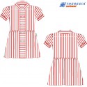 Vestido de rayas rojas y blancas, manga corta para infantil, 1º y 2º de primaria.