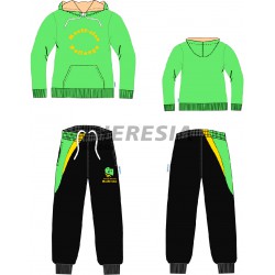 Chándal acetato verde, negro y amarillo con bordado