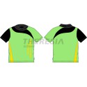 Camiseta técnica en manga corta, verde, negra y amarillo